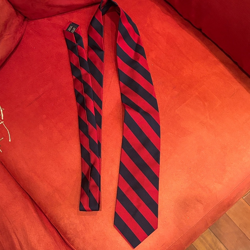 Jos. A. Bank Red and Navy Diagonal Stripe Silk Tie